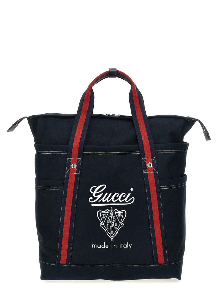 Gucci 100% cotton tote bag in navy