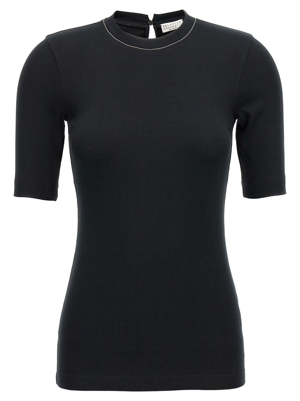 Brunello Cucinelli 94% cotton t-shirt in black