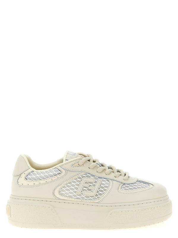 Fendi 100% Calfskin Leather (Bos Taurus) platform sneaker in beige