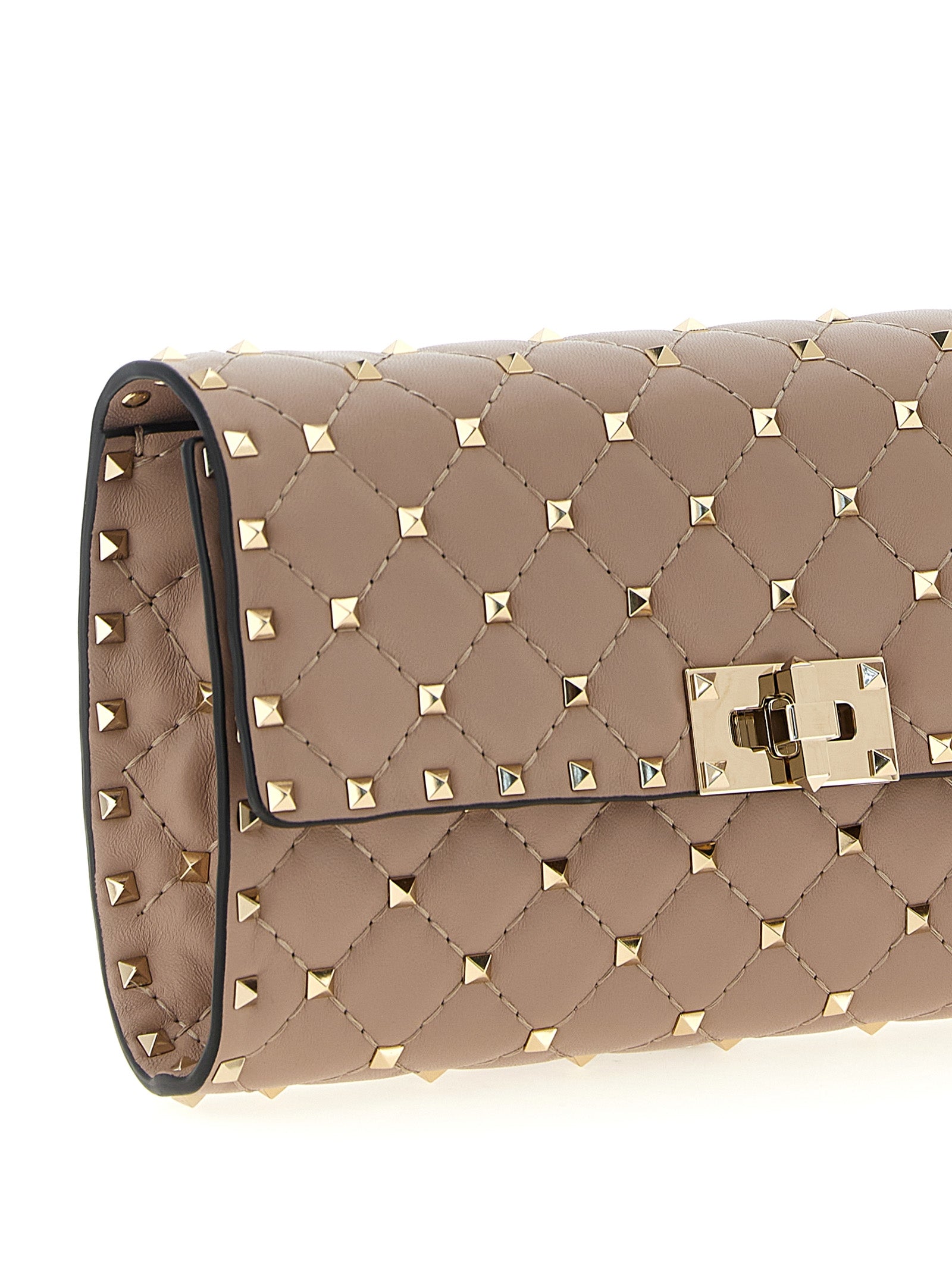 Valentino Garavani 100% lamb leather shoulder bag in beige — view 3