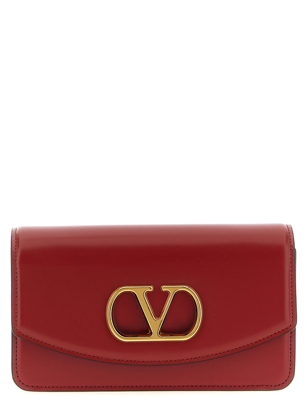 Valentino Garavani 100% calfskin leather clutch in red