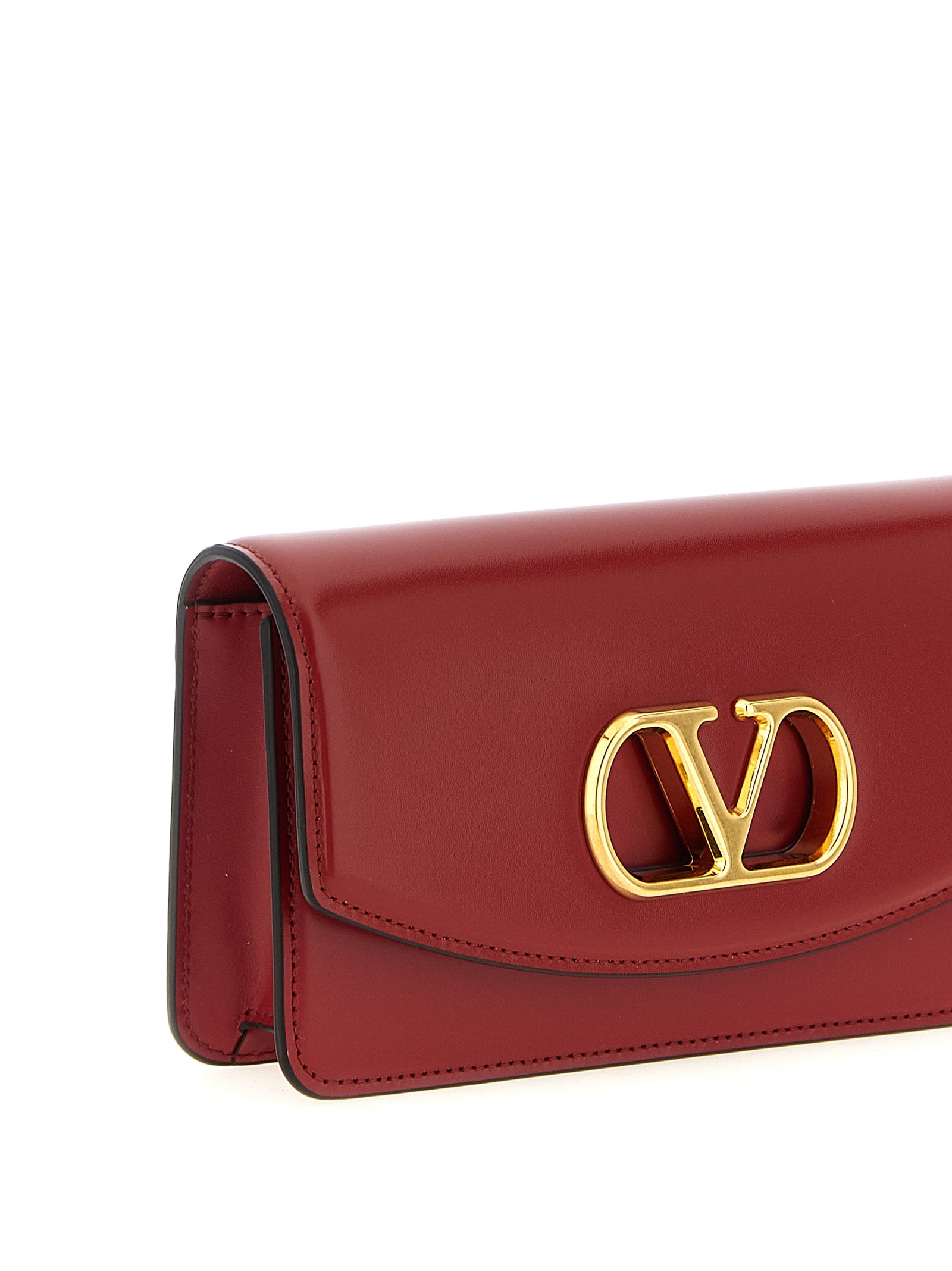 Valentino Garavani 100% calfskin leather clutch in red — view 4
