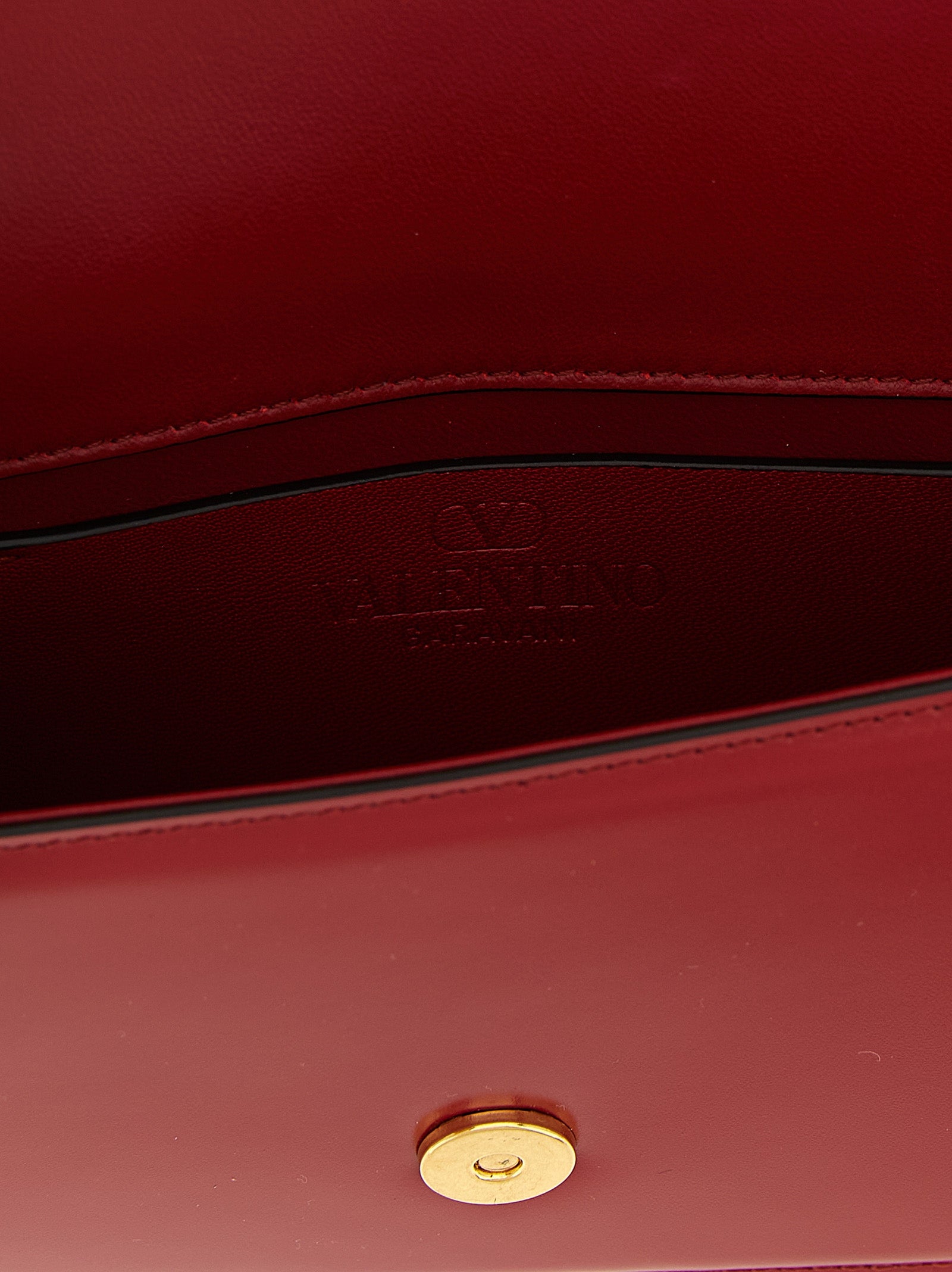 Valentino Garavani 100% calfskin leather clutch in red — view 5
