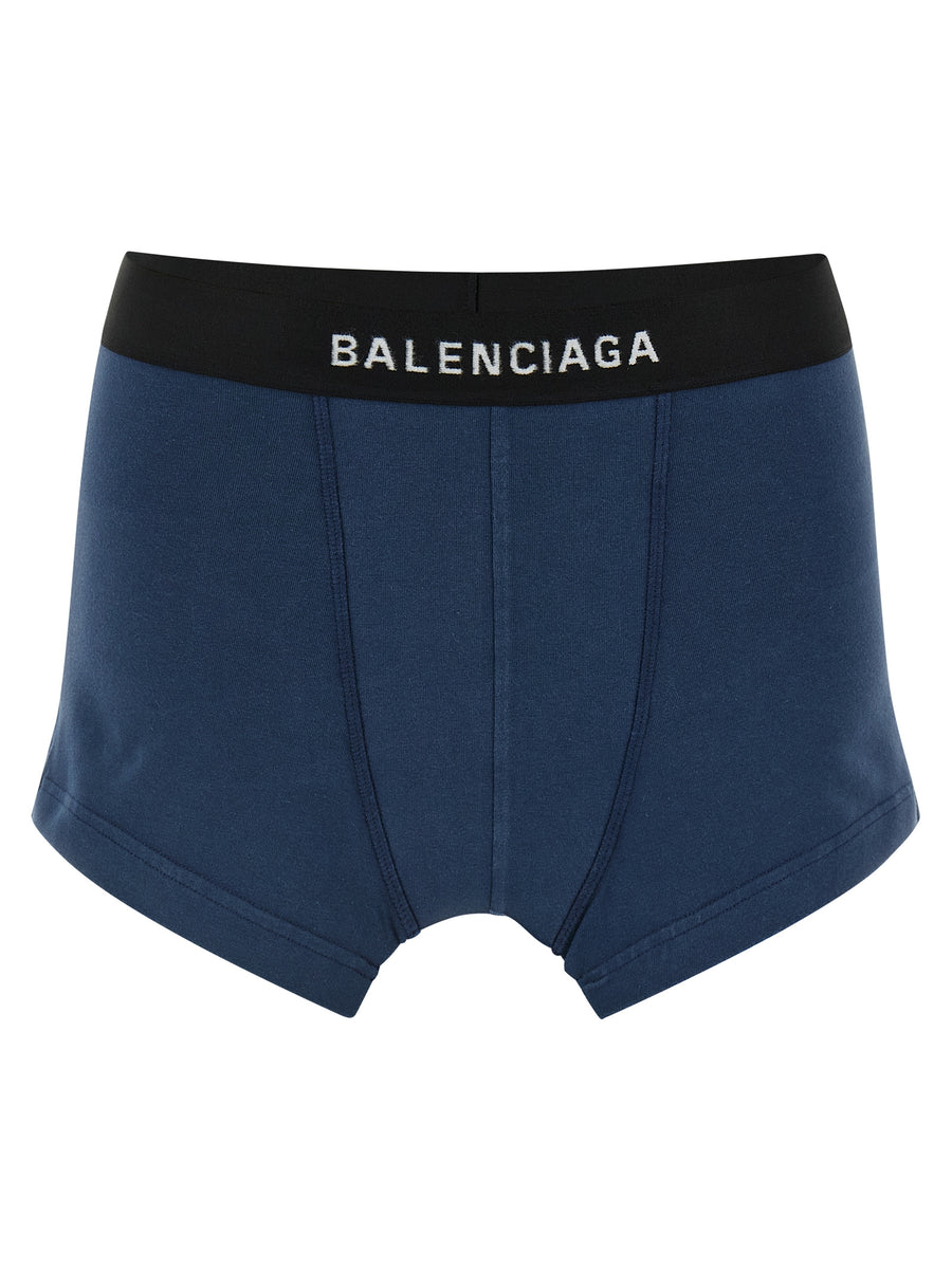 Balenciaga 93% cotton short trousers in blue