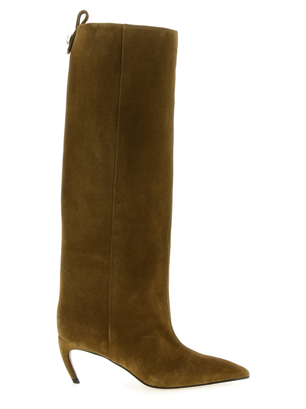 The Attico 100% goat leather boot in green