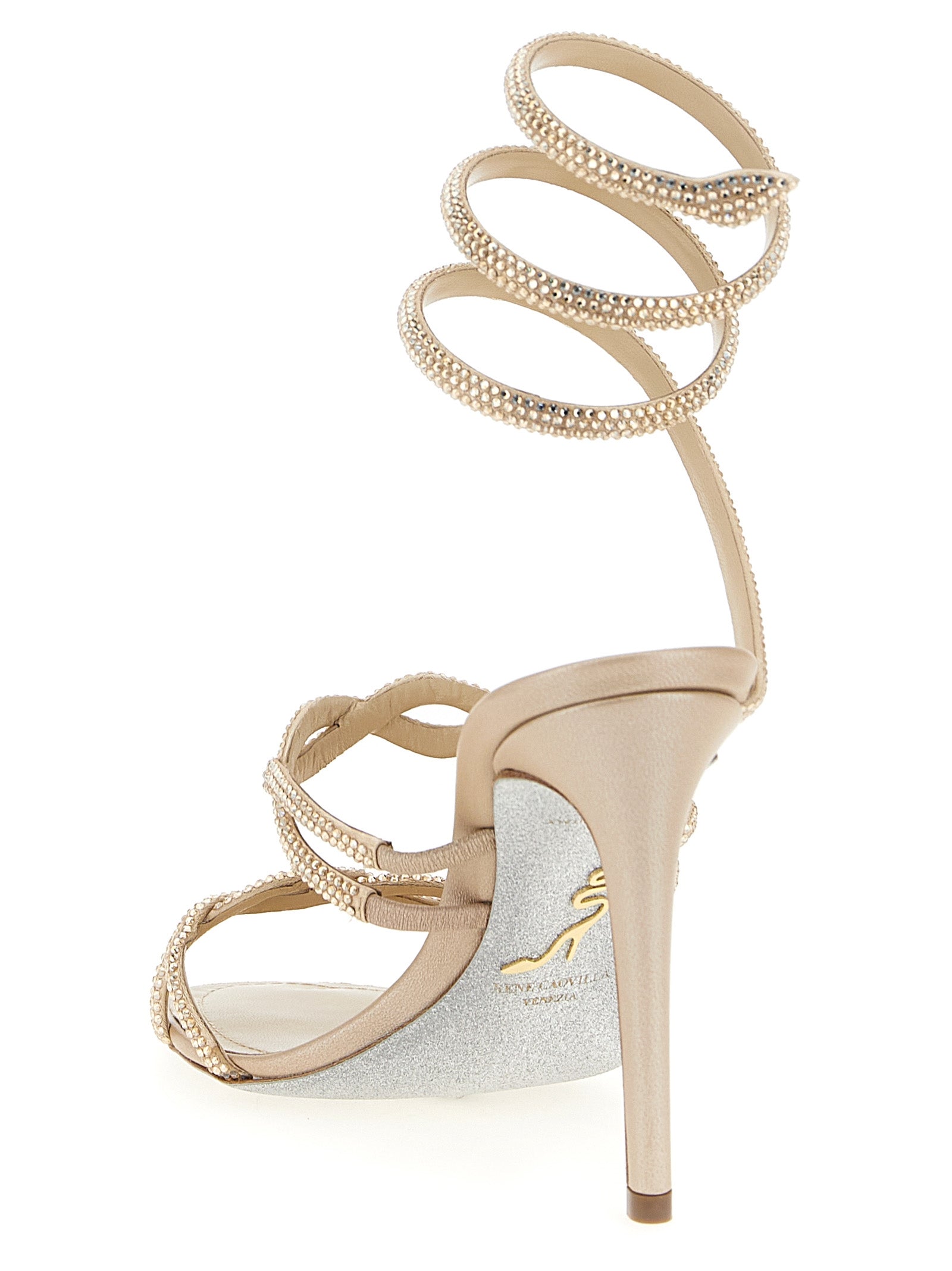 Rene Caovilla 100% Satin sandal in beige — view 3