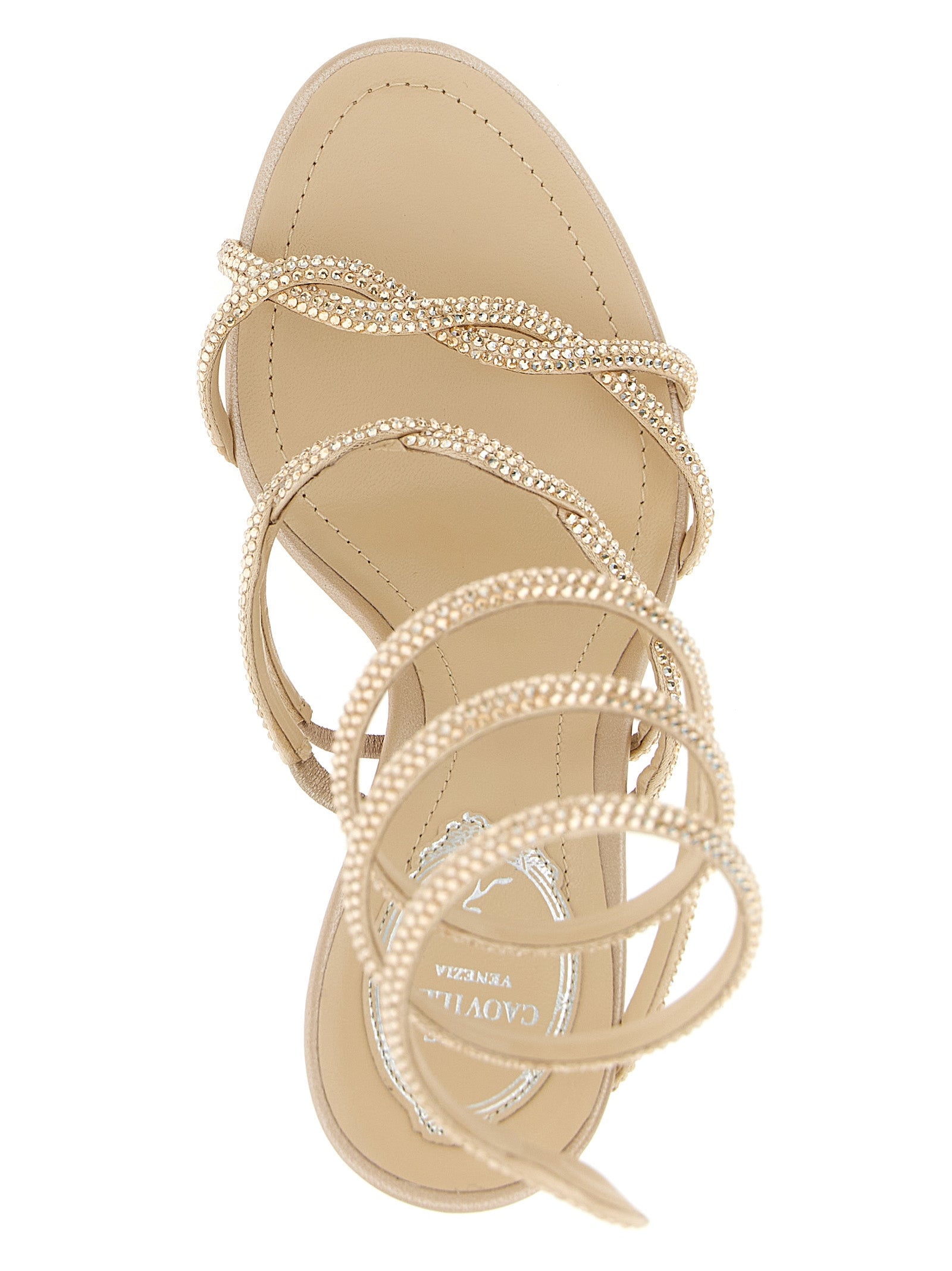 Rene Caovilla 100% Satin sandal in beige — view 4