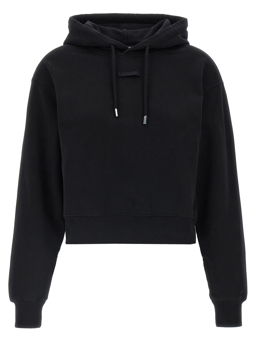 Jacquemus 100% cotton hoodie in black