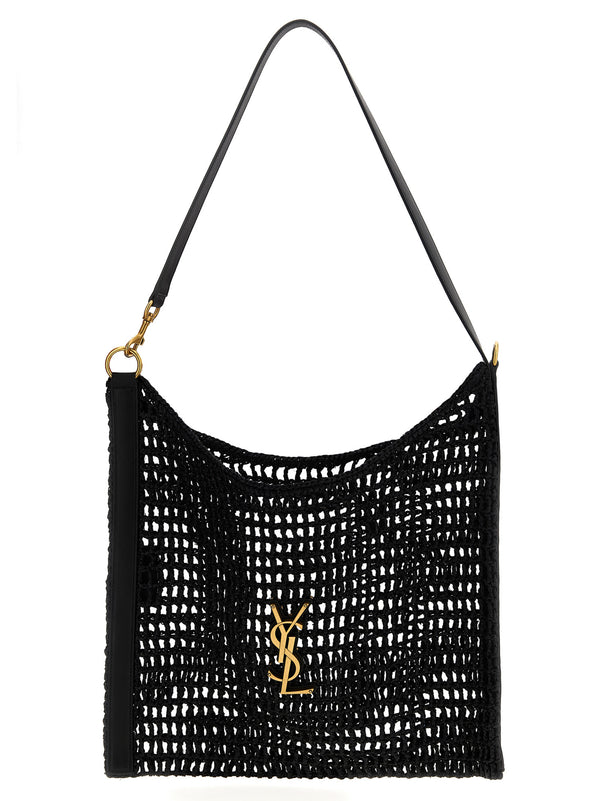 Saint Laurent 100% Raffia shoulder bag in black