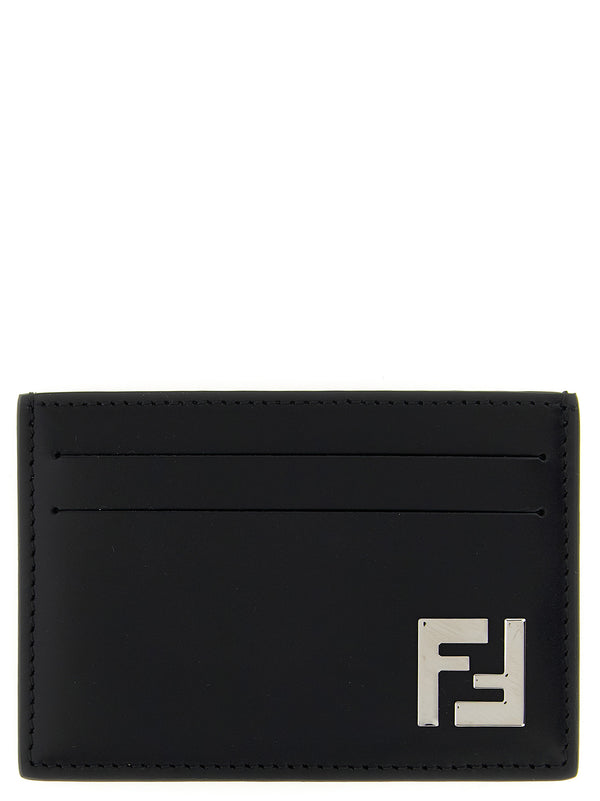Fendi 100% calfskin leather card case in black
