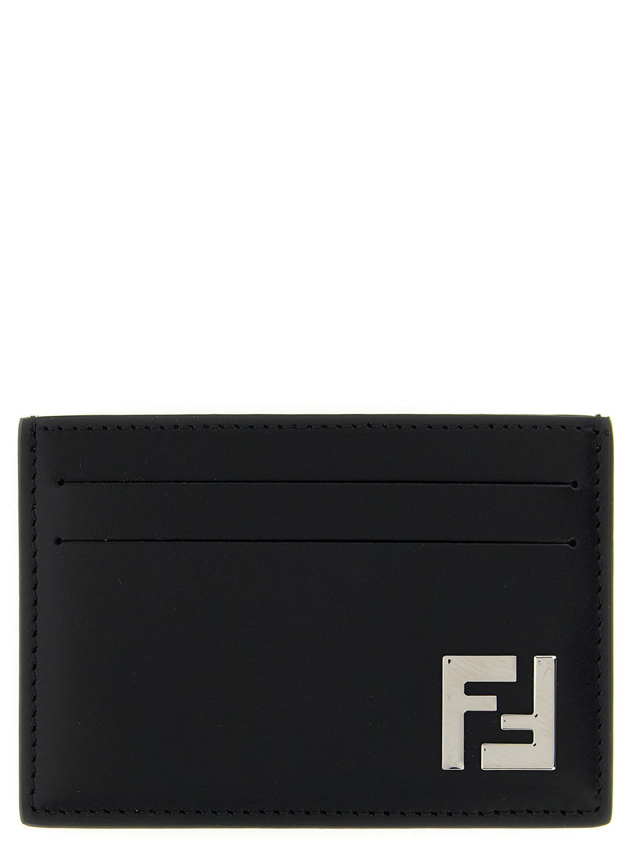 Fendi 100% calfskin leather card case in black