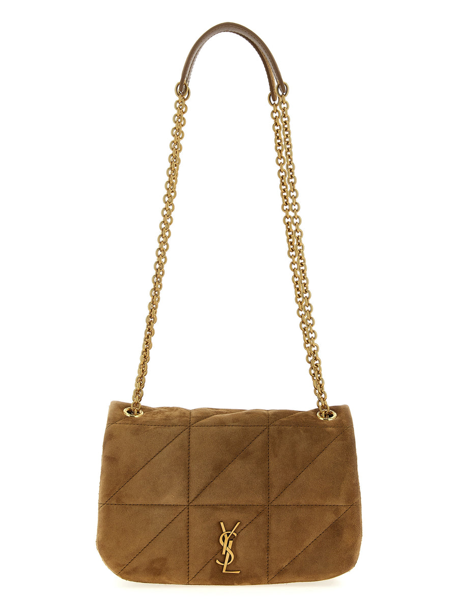 Saint Laurent 100% calfskin leather shoulder bag in beige