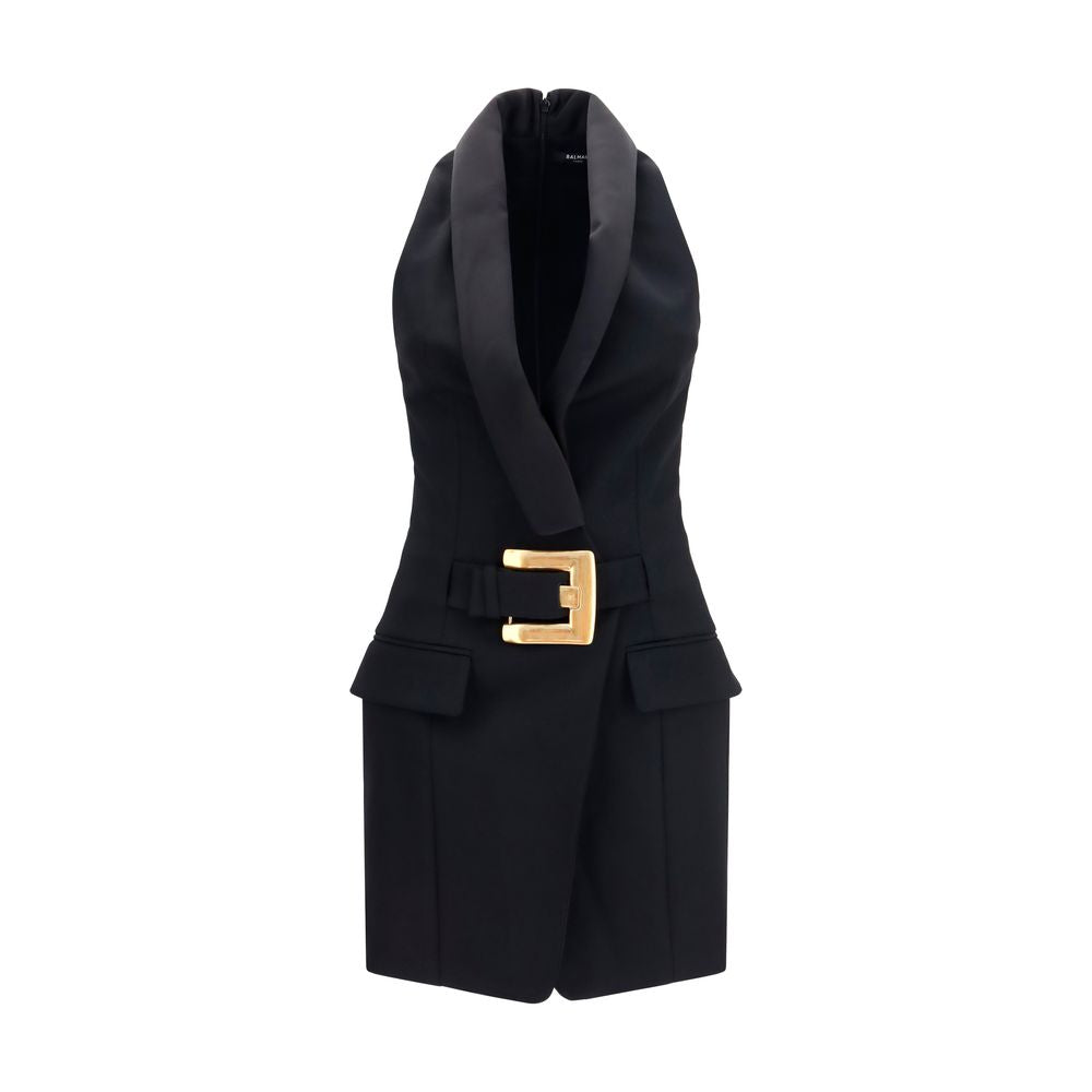 Balmain 100% Merino Wool Ovis Aries dress in black