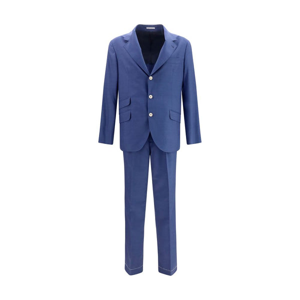Brunello Cucinelli 100% Fleece Wool Ovis Aries pant suit in blue