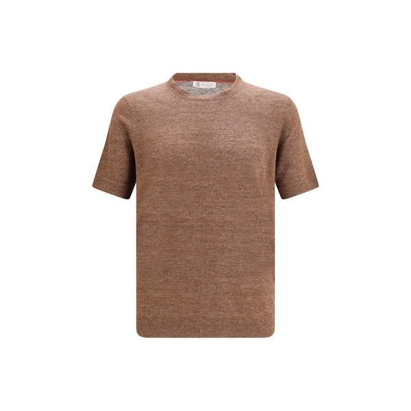 Brunello Cucinelli 77% Linen 23% Cotton t-shirt in brown