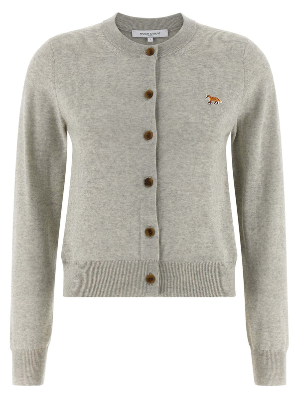 Maison Kitsuné 100% extrafine wool cardigan in gray