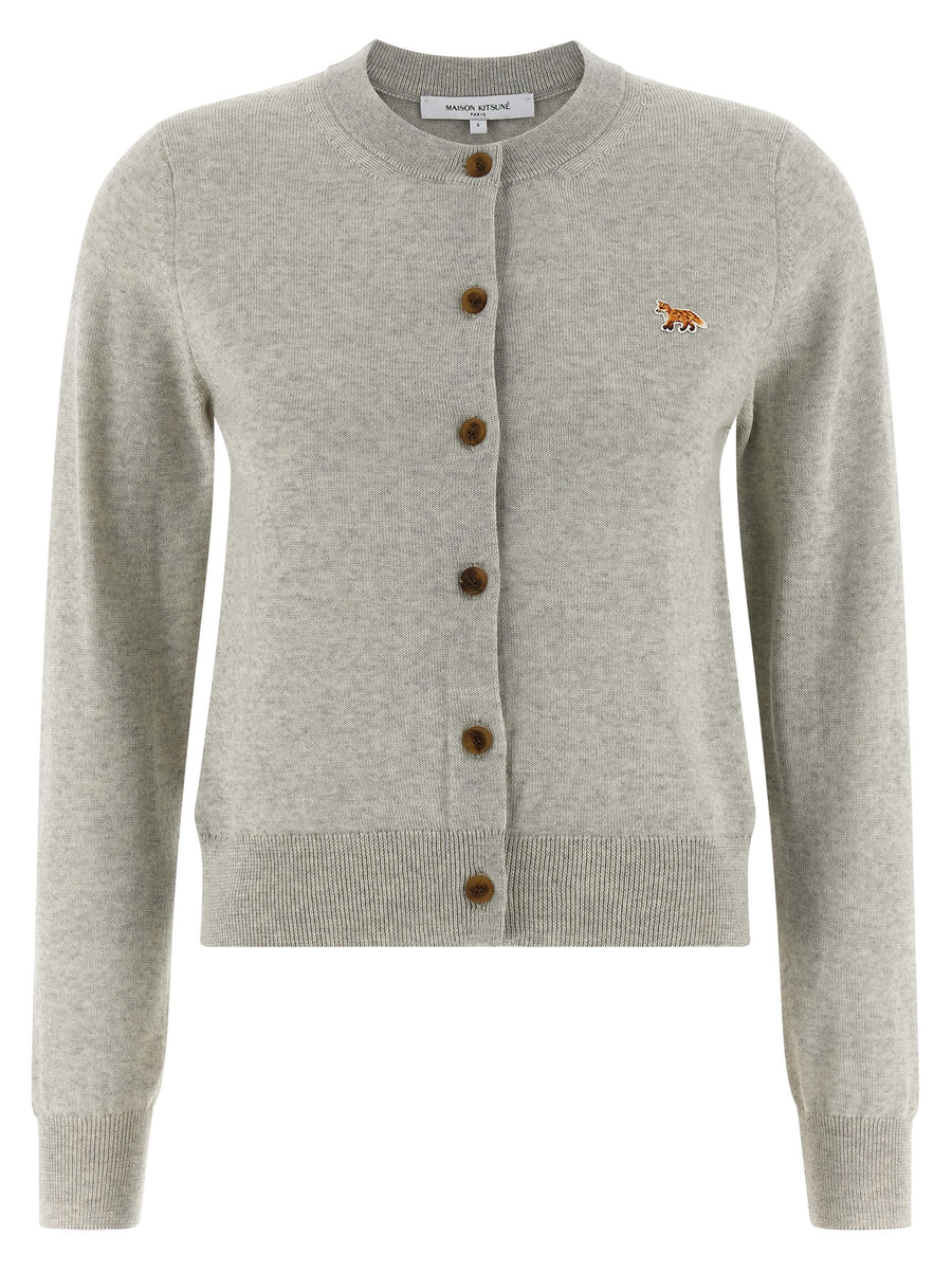 Maison Kitsuné 100% extrafine wool cardigan in gray