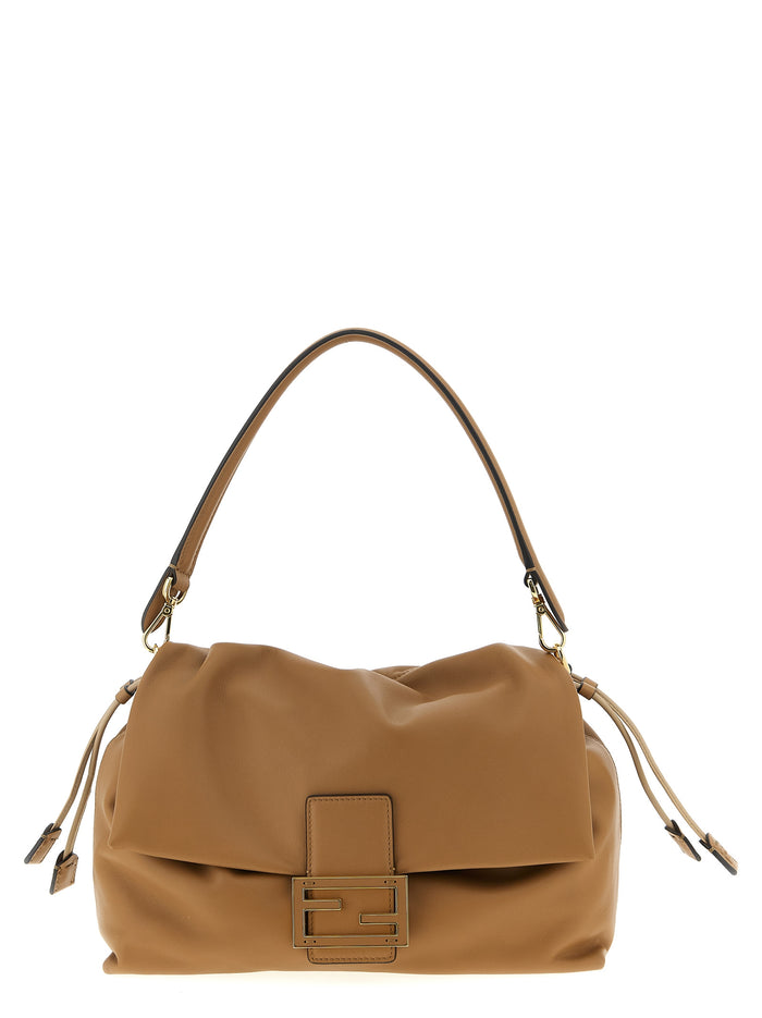 Beige Lamb Leather Shoulder Bag