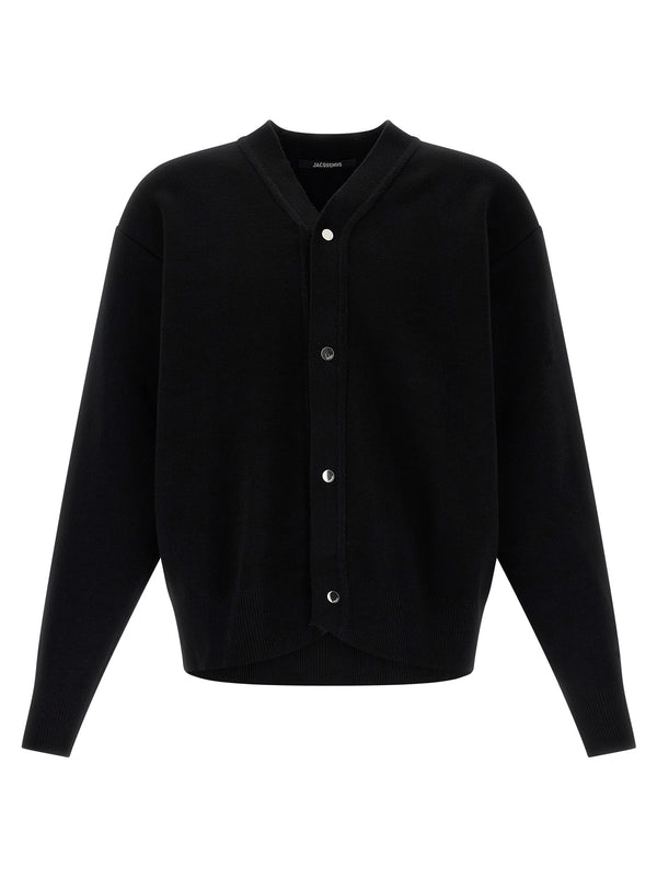 Jacquemus 90% Merino Wool cardigan in black