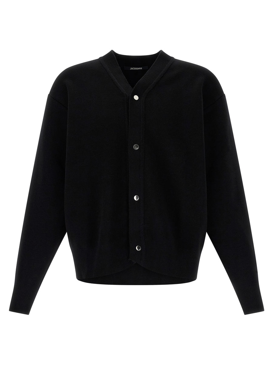 Jacquemus 90% Merino Wool cardigan in black