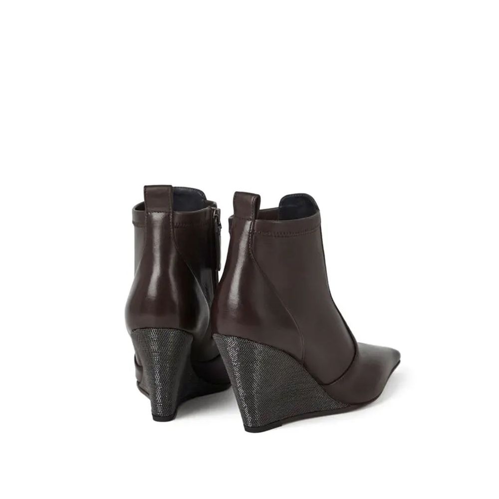 Brunello Cucinelli 100% Leather (upper ankle boot in brown — view 3