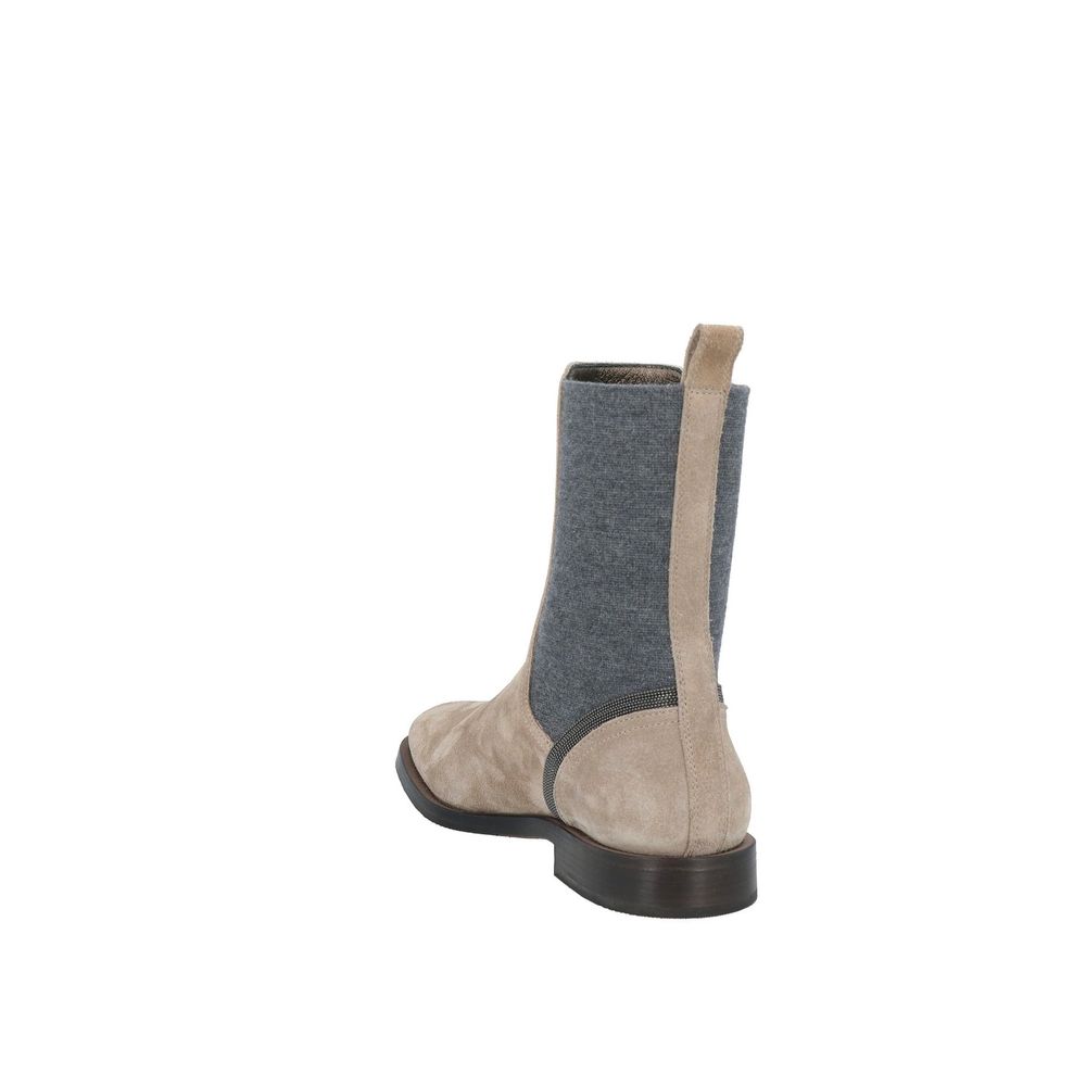 Brunello Cucinelli 100% Leather (outer boot in beige — view 3