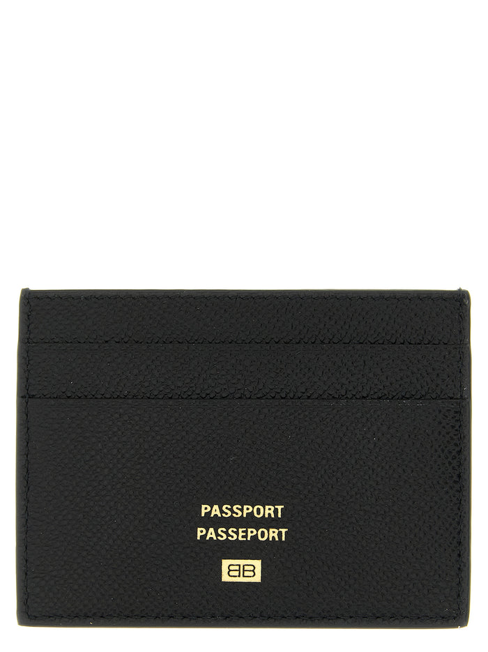 Balenciaga Calfskin Leather card case in black — view 2