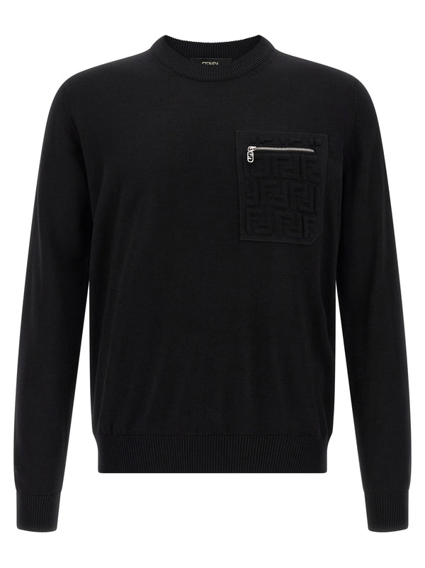 Fendi 98% Virgin Wool sweatshirt in black