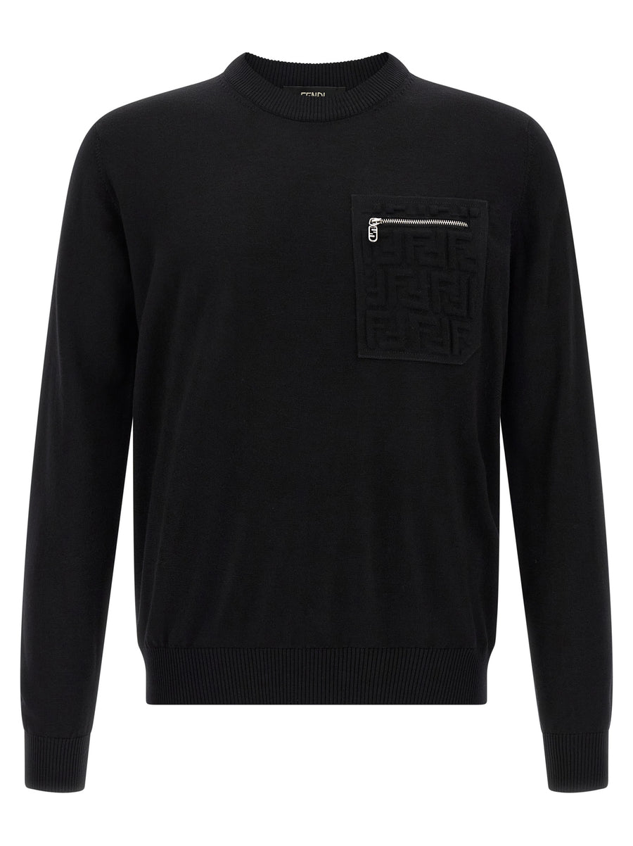 Fendi 98% Virgin Wool sweatshirt in black