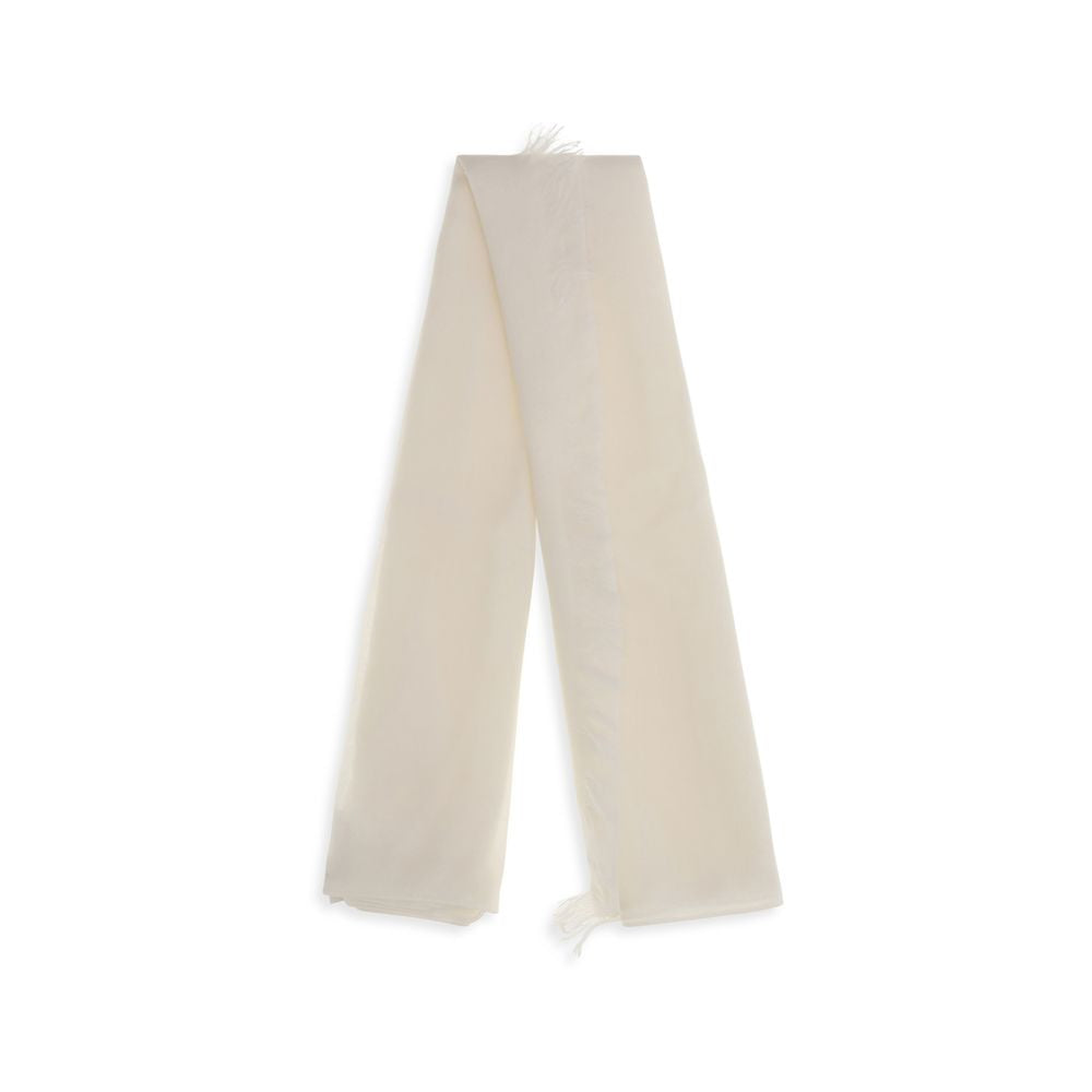 Brunello Cucinelli 95% Cashmere scarf in white — view 2