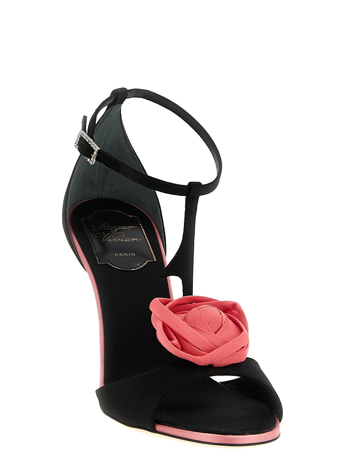 Roger Vivier 68% viscose sandal heel in black — view 2