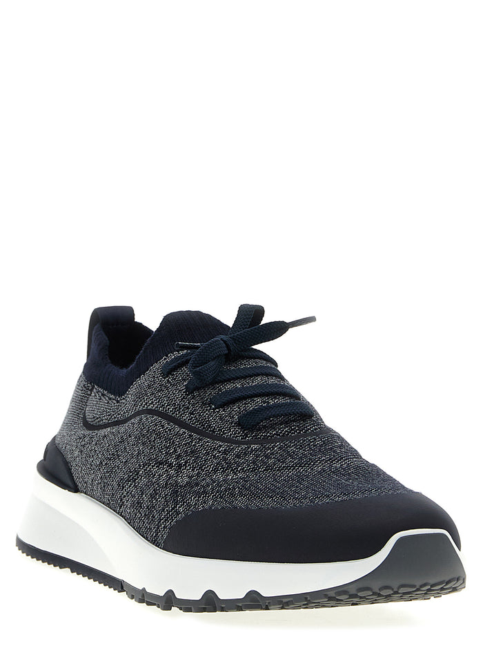 Brunello Cucinelli 89% Cotton sneaker in black — view 2