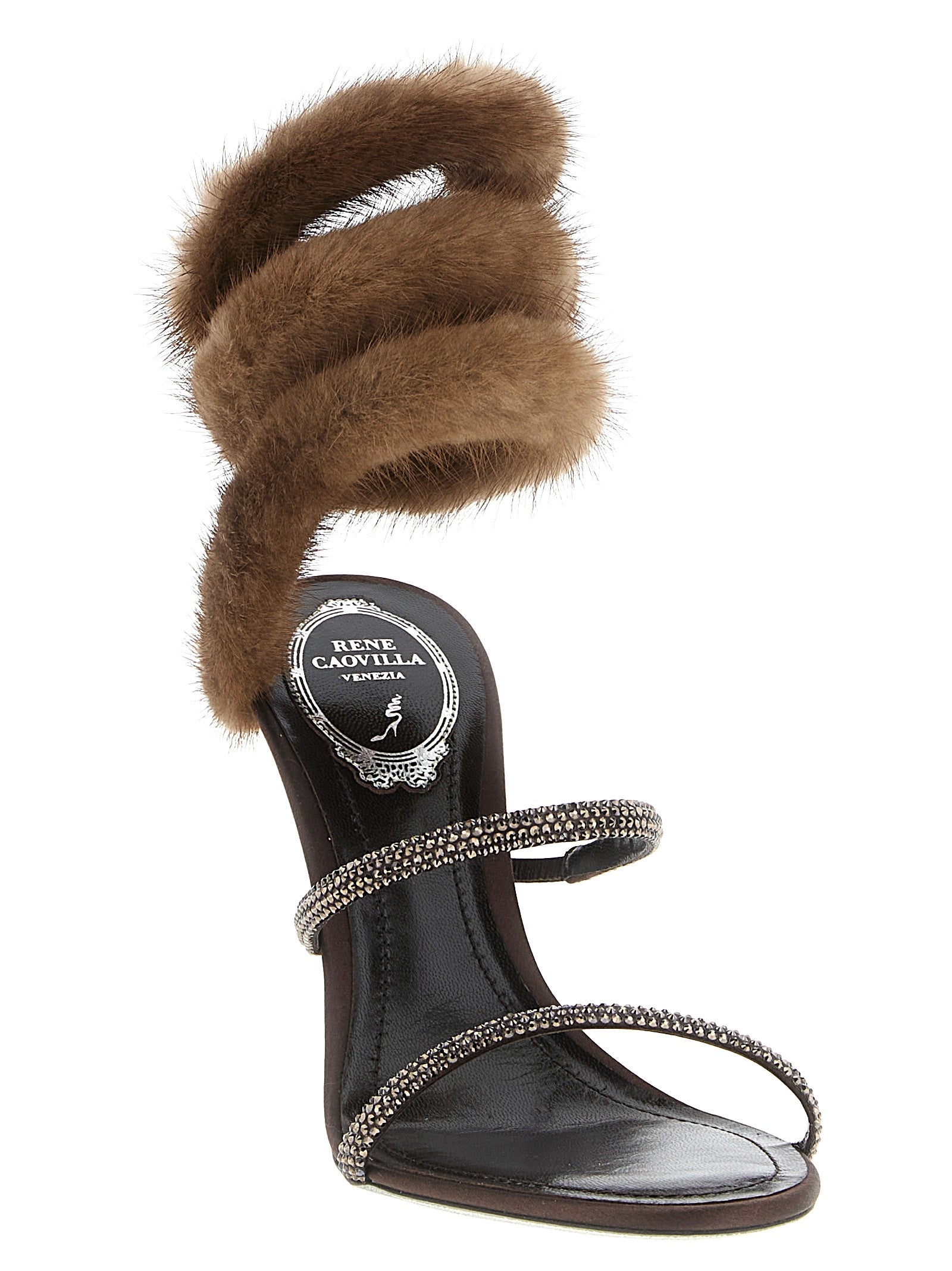 Rene Caovilla 100% Satin sandal in brown — view 2