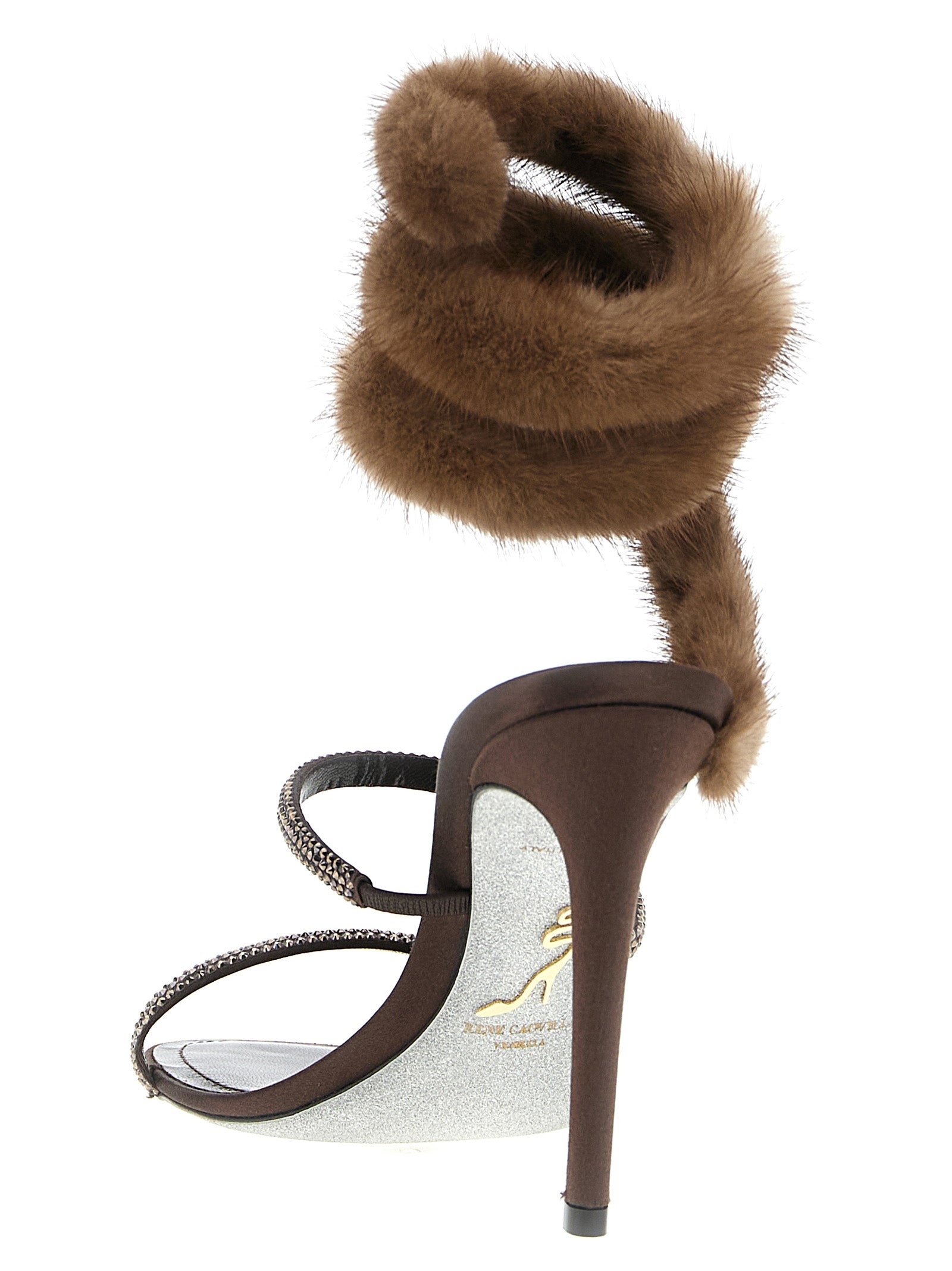 Rene Caovilla 100% Satin sandal in brown — view 3