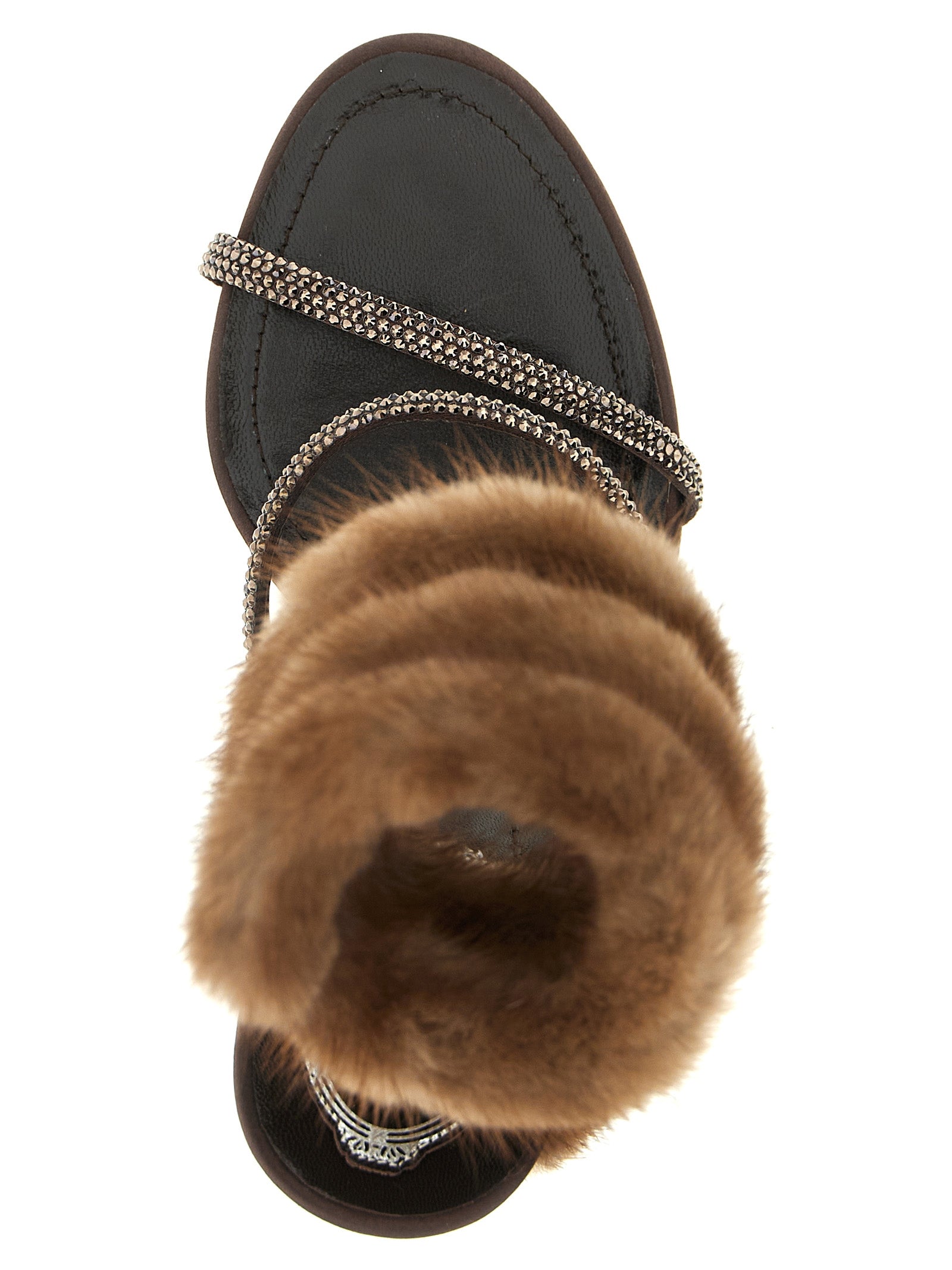 Rene Caovilla 100% Satin sandal in brown — view 4