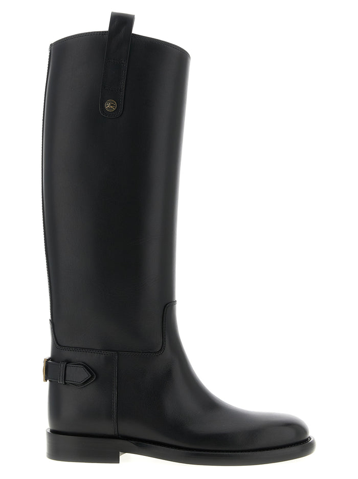Burberry 100% calfskin leather boot in black