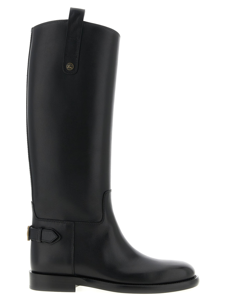 Burberry 100% calfskin leather boot in black