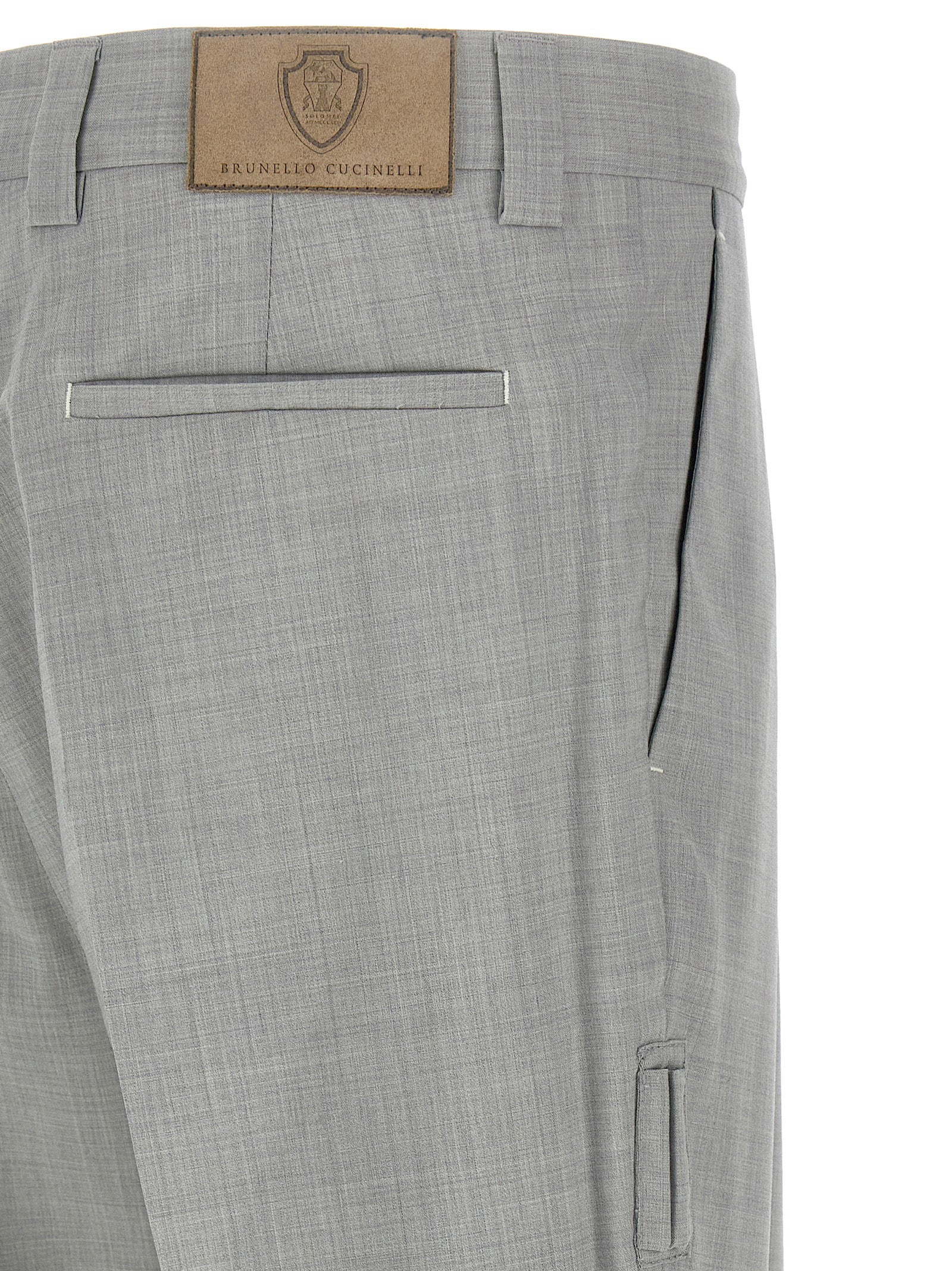 Brunello Cucinelli 100% virgin wool trousers in gray — view 4