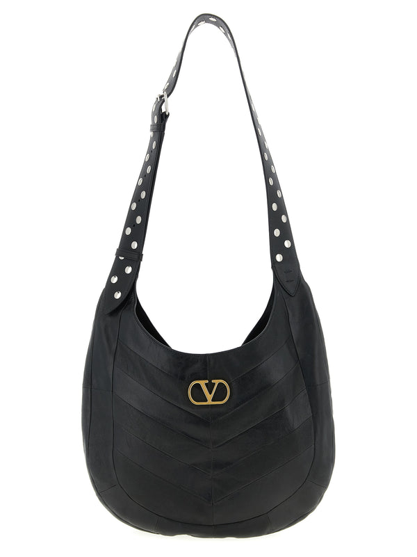 Valentino Garavani 100% lamb leather shoulder bag in black