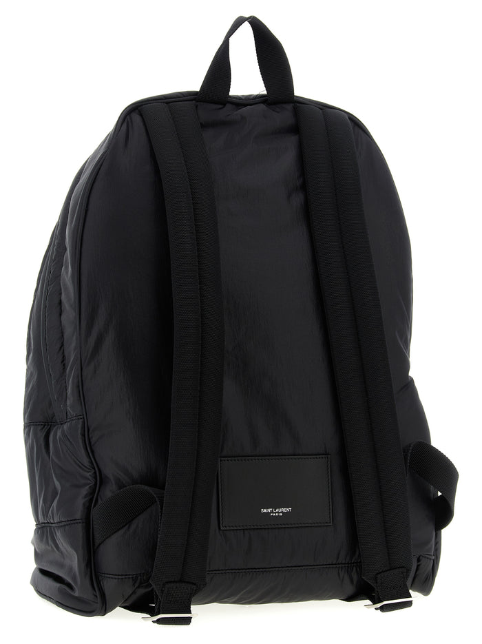 Saint Laurent 100% nylon (quilted) backpack in black — view 2