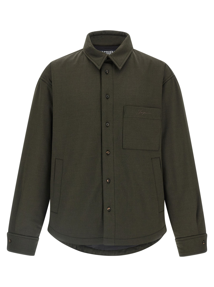 Jacquemus 95% virgin wool overshirt in green