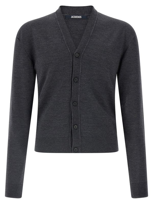 Jacquemus 100% merino wool cardigan in gray