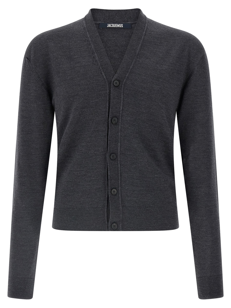 Jacquemus 100% merino wool cardigan in gray