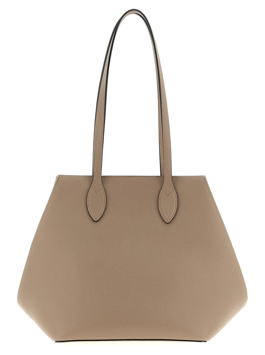 Valextra 100% calfskin leather tote bag in beige