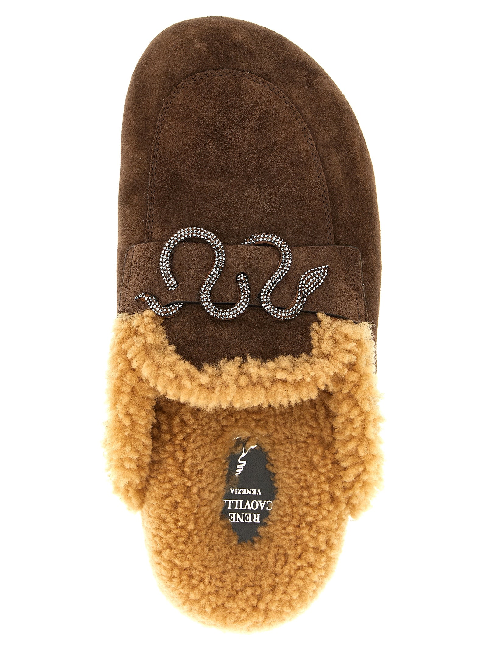 Rene Caovilla 100% calfskin leather slipper in brown — view 4