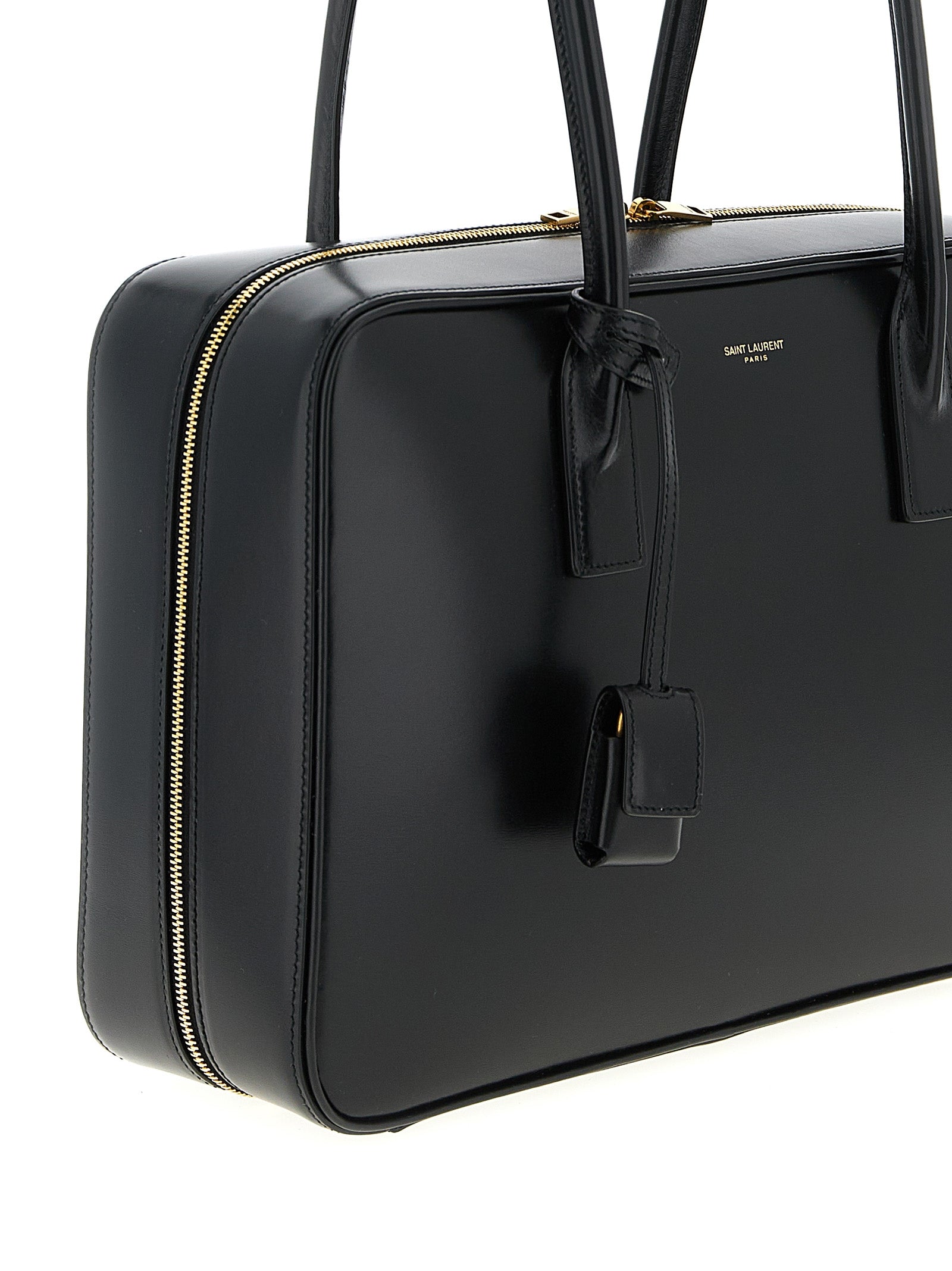 Saint Laurent 100% calfskin leather shoulder bag in black — view 3