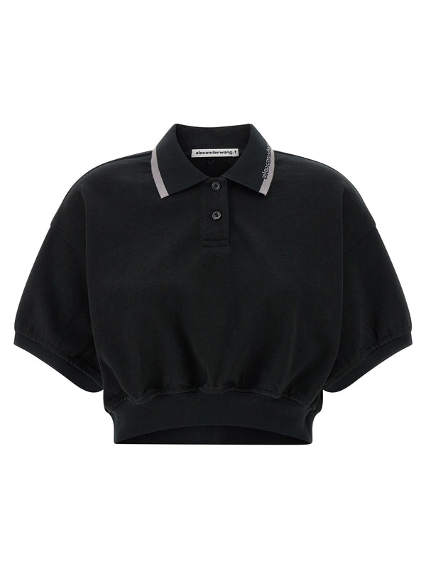 T By Alexander Wang 100% Cotton polo shirt in black