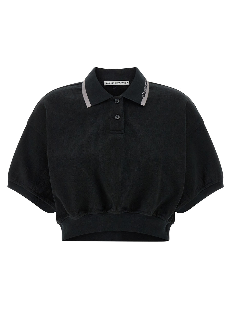 T By Alexander Wang 100% Cotton polo shirt in black