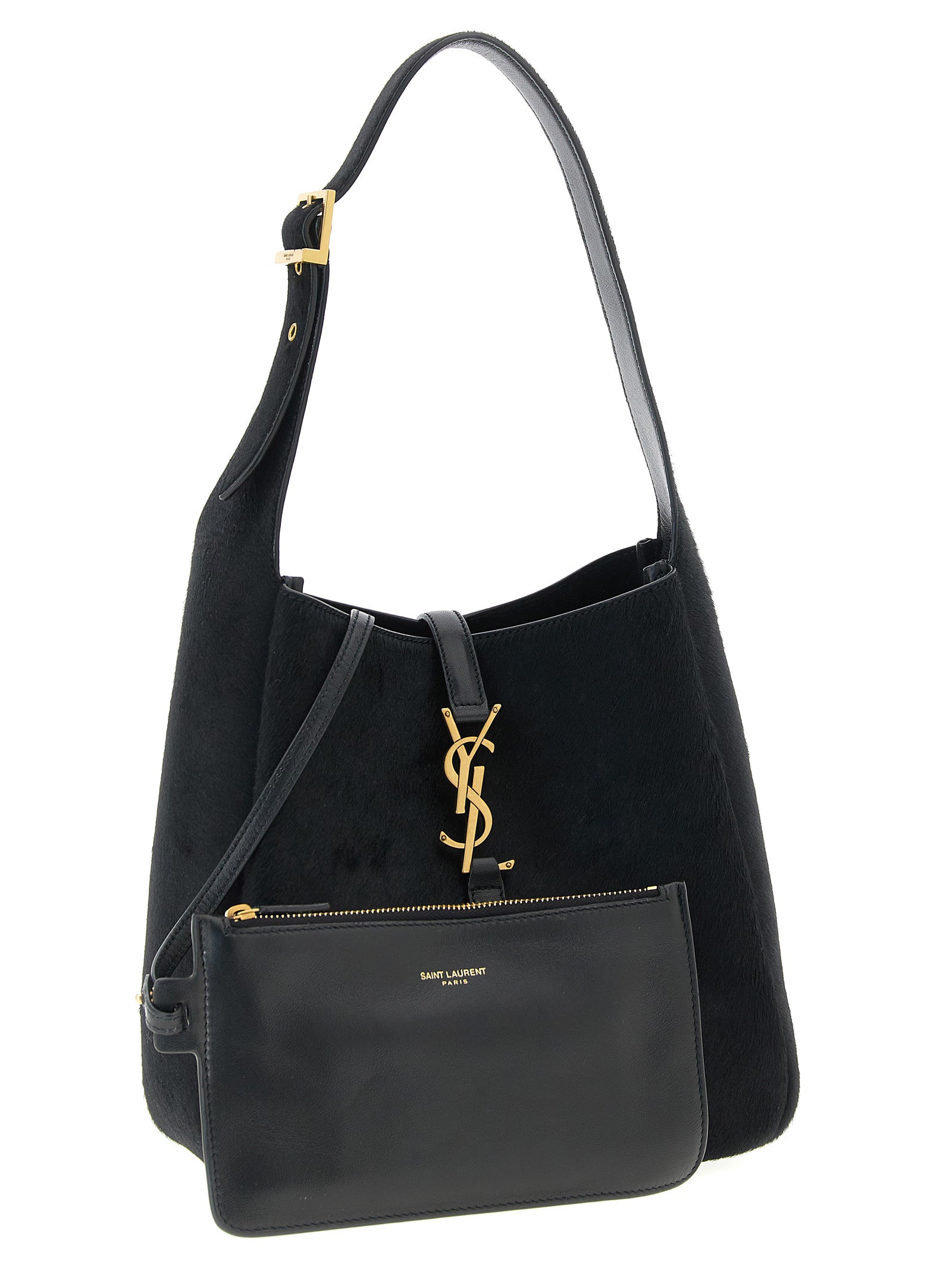 Saint Laurent 100% calfskin leather with suede lining shoulder bag in black — view 3