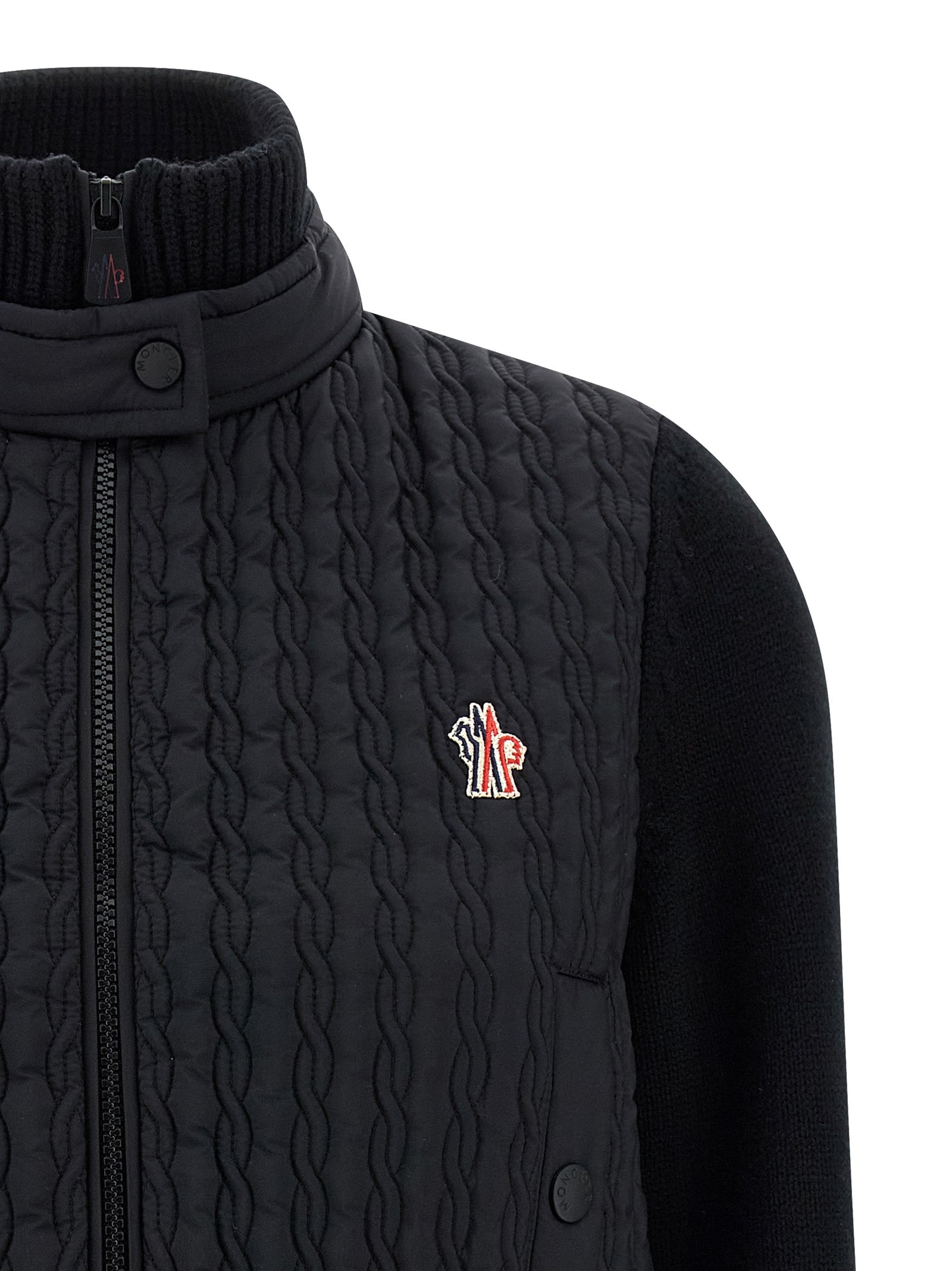 Moncler Grenoble 100% polyamide front panel vest in black — view 3